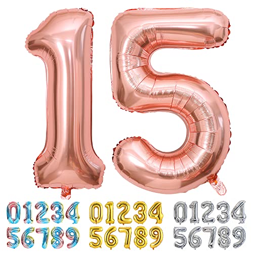 Comprar Ponmoo Foil Globo Número 15 51 Oro Rosa Gigante Numeros 0 1 2 3 4 5 6 7 8 9 10-19 20-29 30 40 50 Catálogo 60 70 80 90 100 Grande Globos para La Boda Aniversario Globo Cumpleaños Fiesta Decoración Top Precio 2025 | regaloscumple.com