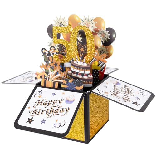 Consigue ahora BOFUNX Tarjeta Felicitación Cumpleaños 50 Años Pop Up 3D Tarjeta Emergente Regalo Original Creativo Catálogo para Feliz Cumpleaños a Familias Amigos Top Precio 2024 | regaloscumple.com