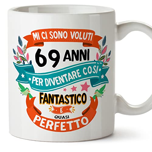 Consigue ahora MUGFFINS Tazas 69 Cumpleaños - En Italiano - Mi ci sono voluti 69 anni per diventare cosi fantastico - 11 oz Ideas para regalar - Regalo original y divertido Top Precio 2025 | regaloscumple.com