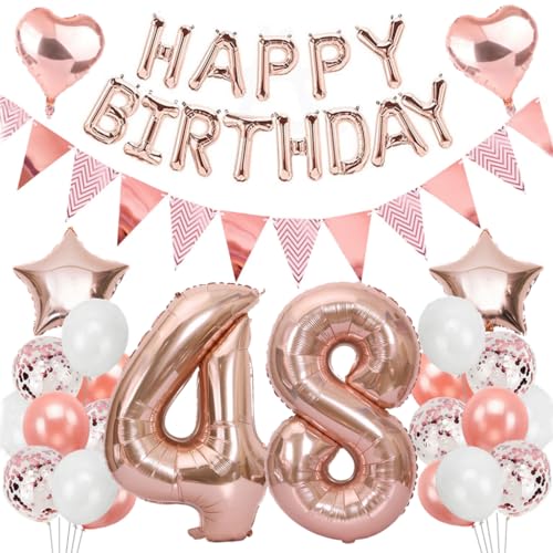 Consigue ahora Ouceanwin Decoración cumpleaños para mujer 48 años color oro rosa globo para 48 cumpleaños juego Regalos decoración cumpleaños número 48 globo helio guirnalda cumpleaños para 48 Ofertas 2024 | regaloscumple.com