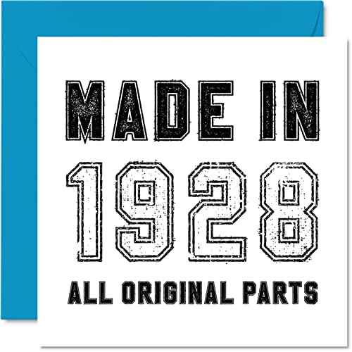 Comprar Tarjeta felicitación 94 cumpleaños hombres mujeres él y ella fabricada Navidad en 1928 todas las piezas originales divertida tarjeta felicitación 94 cumpleaños gran abuelo Nan Grandma 145 mm x 145 mm Top Precio 2024 | regaloscumple.com