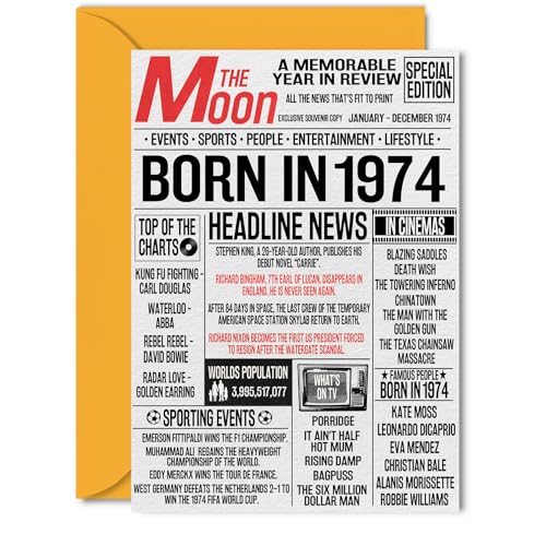 Consigue ahora Tarjetas cumpleaños número 51 para BlackFriday mujeres y hombres – Born In 1974 Newspaper – Tarjeta feliz cumpleaños 51 para papá mamá tía tío vintage retro en 1974 5 x 7 pulgadas 5 x 7 pulgadas Rebajas 2025 | regaloscumple.com