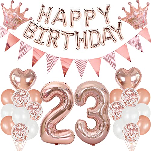 Consigue ahora Cymeosh Decoraciones Cumpleaños 23 años Mujer Ideas para regalar Oro Rosa Globo 23 años Cumpleaños Decoraciones Globos Feliz Cumpleaños Bandera Fiesta Cumpleaños Kit para 23 años Mujer Rebajas 2023 | regaloscumple.com