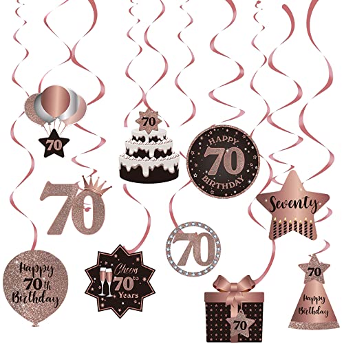 Comprar Feliz Regalos fiesta cumpleaños 70 remolinos colgantes para decoración techo celebración 70th suministros decoración fiesta cumpleaños oro rosa Rebajas 2024 | regaloscumple.com