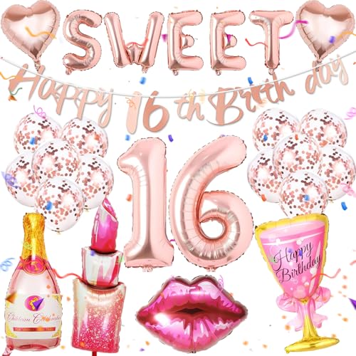 Consigue ahora Decoración Cumpleaños 16 Años Niña 21 Piezas Globo 16er Cumpleaños Oro Rosa Globo Corazón Globo 16 Cumpleaños Promoción Fiesta Deco Globos 16 Cumpleaños Mujer Top Precio 2025 | regaloscumple.com