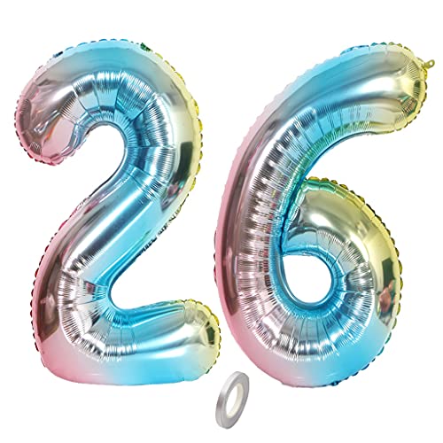 Consigue ahora Jrzyhi Globos con números Cumpleaños para 26 cumpleaños arcoíris gigante número 26 helio número XXL 26 número Happy Birthday 26 globos gigantes para fiesta cumpleaños 32 pulgadas Top Precio 2024 | regaloscumple.com