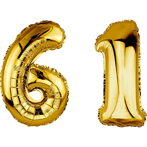 Comprar DekoRex Globo Promoción dorado 82 cm Globo cumpleaños Fiesta boda (número 61) Ofertas 2025 | regaloscumple.com