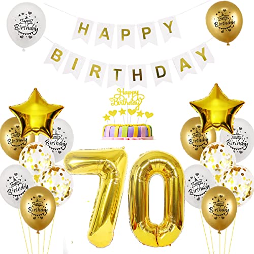 Consigue ahora Globo 70 cumpleaños deco hombre oro blanco decoración cumpleaños 70 cumpleaños deco oro blanco globo papel aluminio 70 cumpleaños BlackFriday mujer niño deco la torta 70 cumpleaños feliz deco Rebajas 2024 | regaloscumple.com