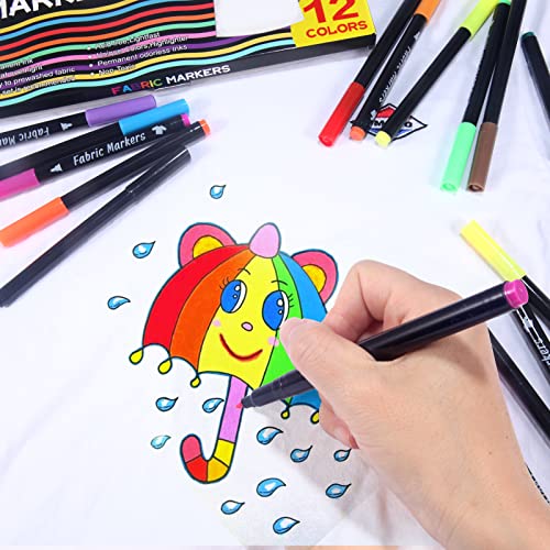 Oferta Flash Ihaspoko Rotuladores Para Tela  12 Colores Rotulador Textil Permanente para Camisetas Jeans Sombreros Bolsas   Lona Zapatos
