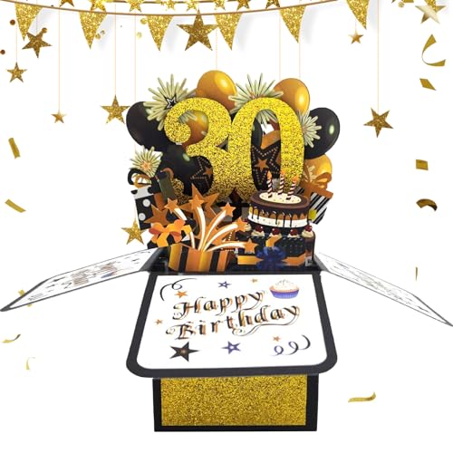 Comprar Tarjeta Cumpleaños 3D Tarjeta Cumpleaños Número 30 Tarjeta Cumpleaños Emergente Tarjeta Felicitación Dorada con Pastel Globo Regalos Tarjeta Feliz Cumpleaños con Sobre Cumpleaños Top Precio 2025 | regaloscumple.com