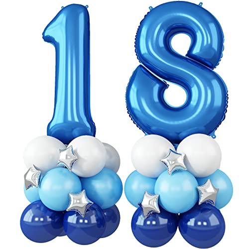Comprar Globos azules número 18 40 pulgadas globos helio con número lámina cumpleaños con globos látex Mylar estrella para niños niñas hombres Navidad mujeres 18 81 cumpleaños globos fiesta Ofertas 2024 | regaloscumple.com