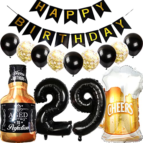Comprar Cymeosh Decoración Cumpleaños Navidad 29 años Hombre Mujer Globo Foil Whisky Cerveza Vaso Globo Vino Botella Cerveza Deco Banner Feliz Cumpleaños para Fiesta 29 años Decoración Top Precio 2023 | regaloscumple.com