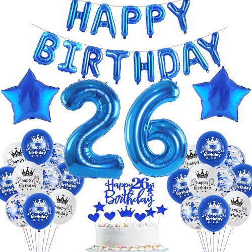 Consigue ahora Azul globo 26 años cumpleaños niño decoración cumpleaños 26 años niño decoración la torta 26 años cumpleaños niño feliz cumpleaños guirnalda bandera Happy Birthday Catálogo deco cumpleaños 26 hombre Top Precio 2025 | regaloscumple.com