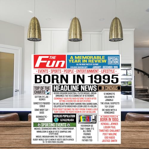 Oferta Flash Tarjetas   cumpleaños número 29 para hombres y mujeres  periódico nacido en 1995  tarjeta   feliz 29 cumpleaños para hermano  hermana  amigos  vintage  retro  Back In 1995  145 mm x 145 mm  tarjetas