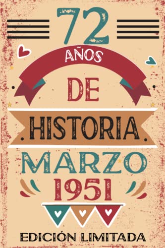 Consigue ahora 72 Años De Historia Marzo 1951: Cumpleaños Libro visitas cuaderno 110 páginas felicitaciones idea regalo regalo Para la esposa novia mujer La madre Ofertas 2025 | regaloscumple.com