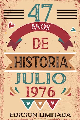 Consigue ahora 47 Años De Historia Julio 1976: Libro visitas cuaderno 110 páginas BlackFriday felicitaciones idea regalo regalo Para la esposa novia mujer La madre Top Precio 2025 | regaloscumple.com