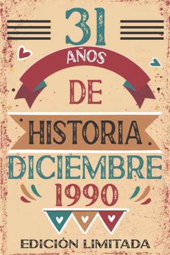 Consigue ahora 31 Años De Historia Diciembre 1990: 31 años. Libro Regalos visitas cuaderno 110 páginas felicitaciones idea regalo regalo Para la esposa novia mujer La madre Top Precio 2024 | regaloscumple.com