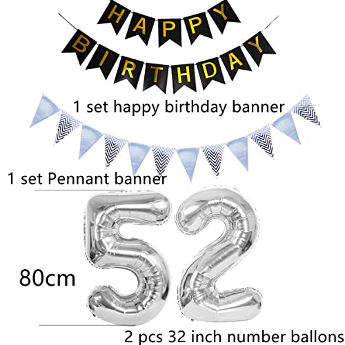 Oferta Flash Mujer Plateados Negros 52 Años Decoracion Cumpleaños hombre topper tarta cumpleaños