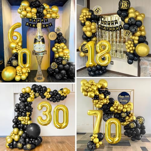 Ofertas en regaloscumple.com Decoraciones para 18º Cumpleaños Kit Arco Globos Negros Dorados con