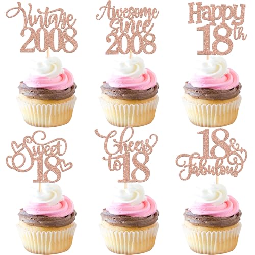 Comprar 30 unidades vintage 2006 decoración para tartas Catálogo con purpurina Happy 18th Eighteen Awesome Since 2006 Cupcake Toppers 18 Fabulous decoración para 18 cumpleaños aniversario boda fiesta decoración pastel Top Precio 2024 | regaloscumple.com