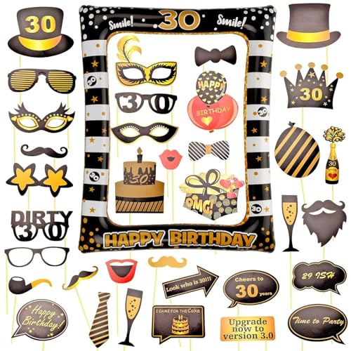 Comprar AIBAOBAO 30 Cumpleaños Photo Booth Props 35 Piezas Kit + 1 Cumpleaños Marco Photocall Atrezzo Selfie Inflable para Decoración Fiesta DIY Cumpleaños Fotocall Accesorios para Cabina Foto Ofertas 2024 | regaloscumple.com