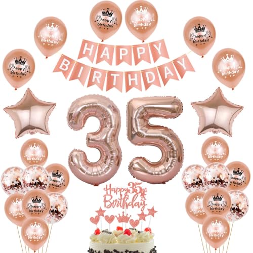 Comprar Oro rosa globo 35 cumpleaños deco mujer Oro rosa foil globo Ideas para regalar 35 años decoración cumpleaños Feliz 35 cumpleaños guirnalda Happy 35th Birthday deco mujer Oro rosa deco cumpleaños 35 deco Rebajas 2024 | regaloscumple.com
