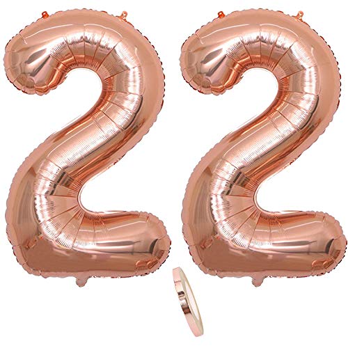 Comprar 2 Globos Número 22 Años Number 22Globo Chica oro rosa 40"Figuras globos con Regalos globo lámina helio inflable Globo gigante para la decoración la fiesta cumpleaños Prom (xxxl 100cm) Rebajas 2024 | regaloscumple.com