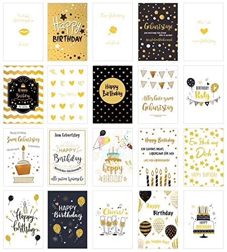 Consigue ahora Edition Seidel Set 20 tarjetas cumpleaños exclusivas con sobre tarjeta felicitación cumpleaños tarjeta felicitación cumpleaños para hombre y mujer texto en alemán Navidad Happy Top Precio 2024 | regaloscumple.com