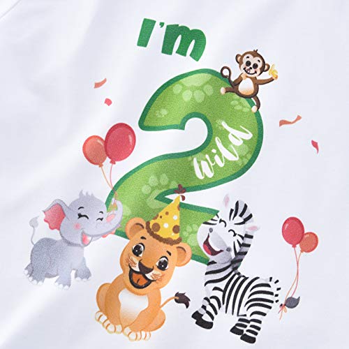 Ofertas de última hora Niño Animales Selva Cumpleaño Manga Corta Tops 2 años Fiesta Cumpleaños