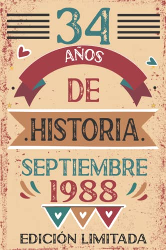 Comprar 34 Años De Historia septiembre 1988: Navidad Libro visitas cuaderno 110 páginas felicitaciones idea regalo regalo Para la esposa novia mujer La madre Ofertas 2024 | regaloscumple.com