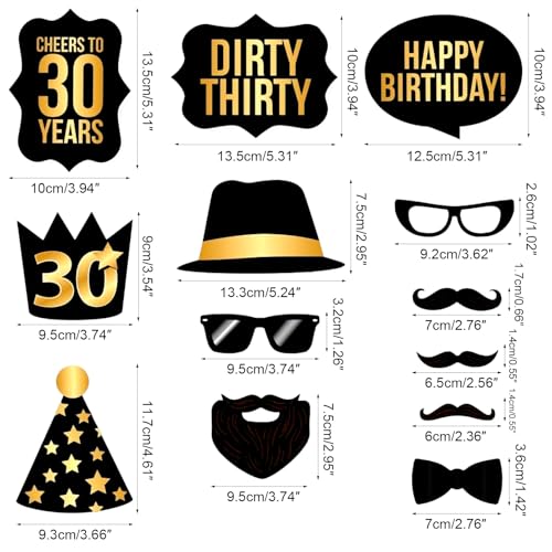 Comprar ahora Cumpleaños 30 Años Decoración, Accesorios para Fiesta, Photo Booth Props de Cumpleaños, Photocall Celebración Fiesta Photobooth