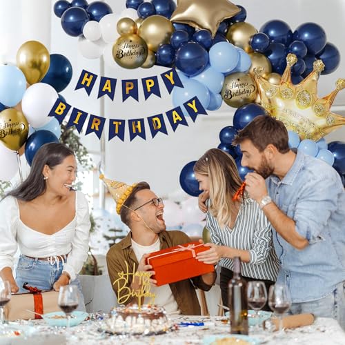 Oferta Flash Decoracion Cumpleaños de Fiesta Azul Marino Oro Globos Cumpleaños Hombres