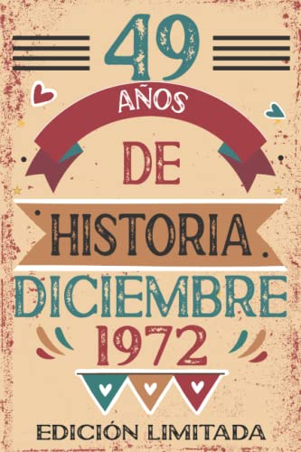 Consigue ahora 49 Años De Historia Diciembre 1972: 49 años. Libro visitas cuaderno 110 páginas felicitaciones idea regalo regalo Para la esposa novia mujer Ideas para regalar La madre Ofertas 2024 | regaloscumple.com