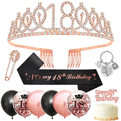 Comprar 18 Cumpleaños Corona Banda Decoracion 18 Años Cumpleaños Chica Oro Rosa Corona 18 Anni Banda Catálogo Cumpleaños Globos 18 Años Primero la Torta Regalos para 18 Cumpleaños Niña Decoracion 18 Cumpleaños Top Precio 2024 | regaloscumple.com