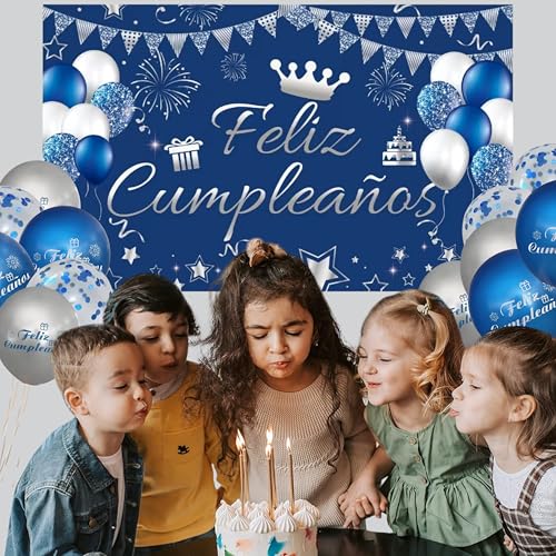 Comprar en Amazon Cumpleaños en Español medidas 110x180cm Poliester + 12 globos | Decoración