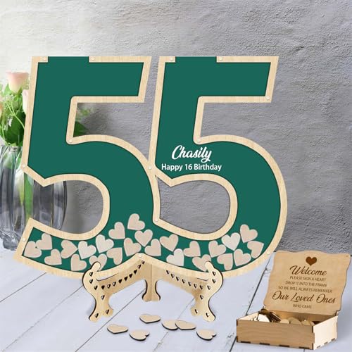 Consigue ahora Cumpleaños Libro invitados 55 cumpleaños personalizado alternativo madera para 55 aniversario libro invitados alternativo cumpleaños decoración fiesta 55 cumpleaños suministros fiesta Top Precio 2025 | regaloscumple.com