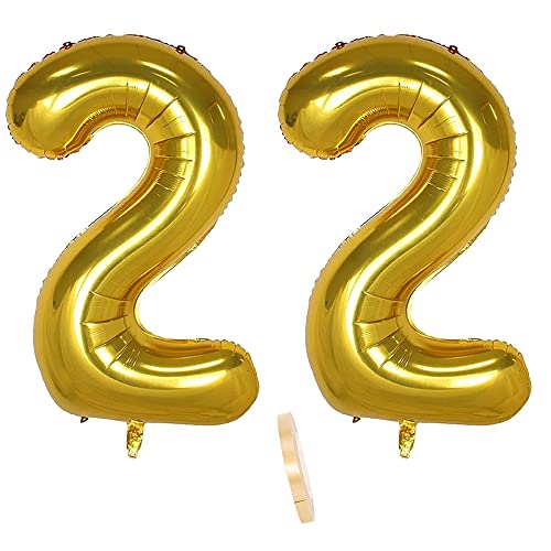 Comprar 2 globos numeros 22 años Number globo número 22 Dorado para Hombres Mujeres niños 40" Figuras Gold globo lámina helio inflable Cumpleaños gigante grande decoración fiesta cumpleaños boda (xxxl 100cm) Ofertas 2024 | regaloscumple.com