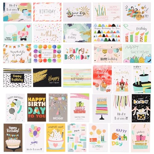 Comprar YiliYa Juego 36 tarjetas cumpleaños Ideas para regalar premium Juego tarjetas cumpleaños exclusivas con sobre. Tarjeta felicitación Tarjeta cumpleaños para hombre y mujer Top Precio 2024 | regaloscumple.com