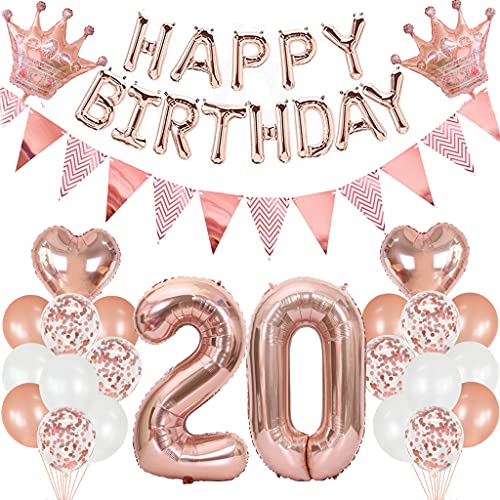 Consigue ahora Cymeosh Ideas para regalar Decoraciones Cumpleaños 20 años Mujer Oro Rosa Globo 20 años Cumpleaños Decoraciones Globos Feliz Cumpleaños Bandera Fiesta Cumpleaños Kit para 20 años Mujer Rebajas 2024 | regaloscumple.com