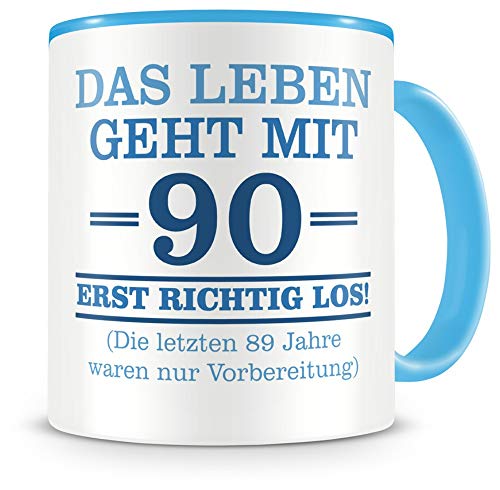 Comprar Samunshi® Taza con texto en alemán graciosos regalos para el 90 cumpleaños hombre mujer abuelo idea regalo cumpleaños 90 cumpleaños (90 años 300 Promoción ml azul claro) Ofertas 2024 | regaloscumple.com