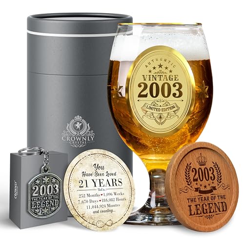 Consigue ahora CROWNLY CRYSTAL® 21 Cumpleaños Regalos Promoción Originales Para Hombre Vaso Cerveza Regalos Para Hombre 2003 Copas De Cerveza Regalos Personalizados Para Hombre Regalo Hombre Cumpleaños 21 Regalo Original Rebajas 2024 | regaloscumple.com
