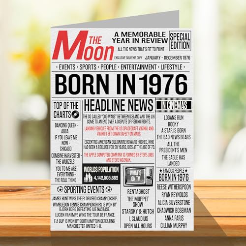 Comprar en Amazon Tarjetas número mujeres hombres Born 1976 – feliz 49 mamá, tío, retro, 1976, cuarenta nueve