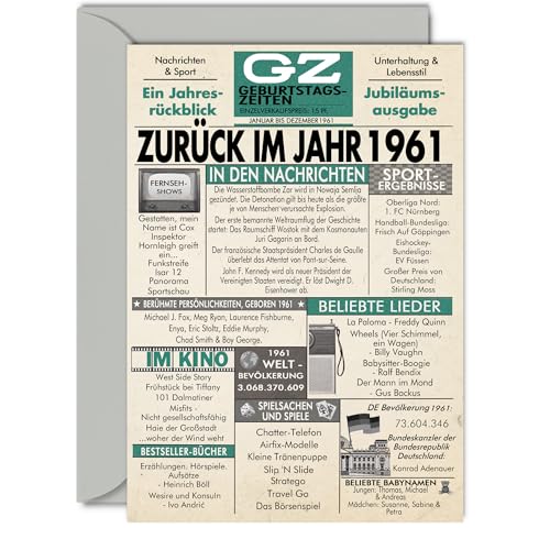 Comprar Stuff4 63. Tarjetas cumpleaños para hombres y mujeres - Volver al año 1961 Periódico - Regalos 63 Feliz Cumpleaños Aniversario Boda Tarjeta Vintage Nacido 1961 Tarjetas Felicitación A5 Rebajas 2024 | regaloscumple.com