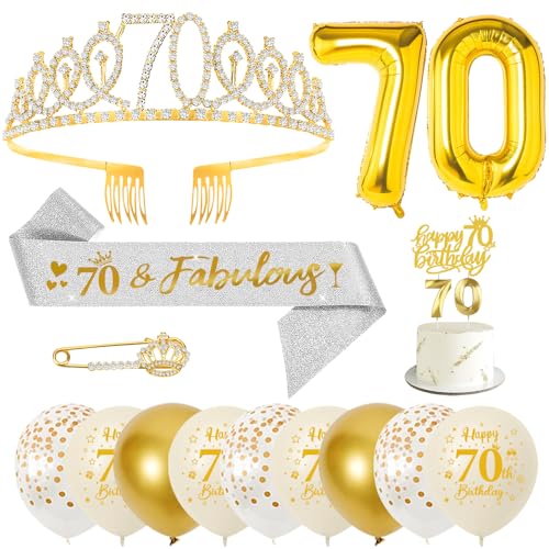 Comprar 70 Años Corona Banda Cumpleaños Mujer Tiara Corona y Faja Oro Globos Cumpleaños Velas Cumpleaños Ideas para regalar Numeros 70 Cumpleaños Topper Tarta 70 Años Decoración Fiesta Cumpleaños Ofertas 2024 | regaloscumple.com