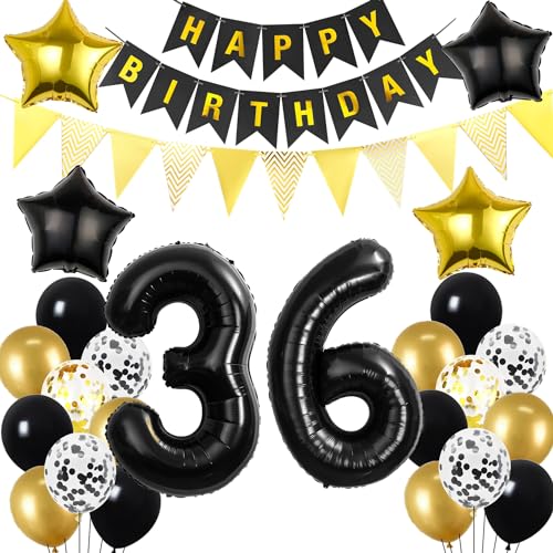 Comprar Decoración 36 Cumpleaños Oro Negro Decoración 36º Cumpleaños hombre Decoración 36 Cumpleaños Mujer Decoración 36 Globos para Cumpleaños Globos 36º Cumpleaños Regalos Decoración hombre Mujer Ofertas 2025 | regaloscumple.com