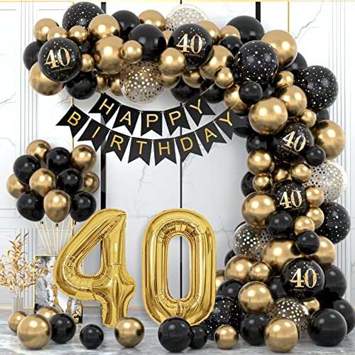 Comprar 40 Años Decoracion Cumpleaños Globos 40 Cumpleaños Navidad Hombres Decoraciones Fiesta Oro Negro 40er Globos cumpleaños con Pancarta Feliz para Hombres y Mujeres Dfiesta cumpleaño 40 Años Decoracione Top Precio 2025 | regaloscumple.com