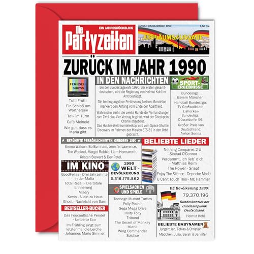 Consigue ahora Stuff4 34 tarjetas Regalos cumpleaños para hombres y mujeres – Regreso al año 1990 Periódico – 34 Feliz Cumpleaños Aniversario Boda Tarjeta Vintage Nacido 1990 Tarjetas Felicitación A5 Top Precio 2024 | regaloscumple.com