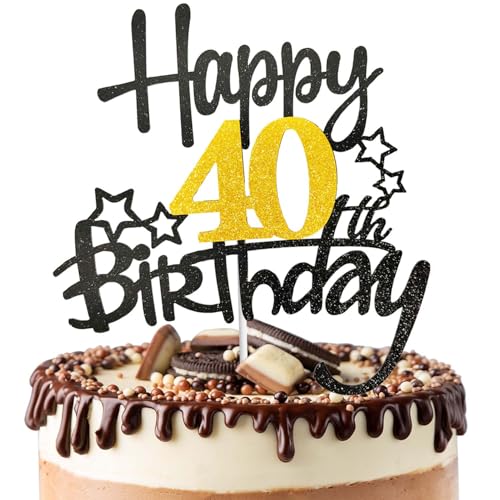Consigue ahora Decoración para tarta 40 cumpleaños decoración para tarta 40 aniversario color negro y dorado Navidad para hombres y mujeres cuarenta años suministros fiesta cumpleaños Ofertas 2024 | regaloscumple.com
