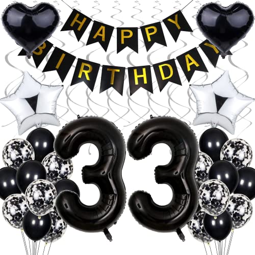 Consigue ahora Globo Decoración 33 cumpleaños Cumpleaños negro 33 años Hombres BlackFriday Decoración fiesta en blanco y negro 33 Cumpleaños Mujeres Hombres Decoración cumpleaños plateada 33 años Mujeres 33. decor Ofertas 2023 | regaloscumple.com