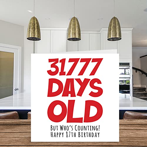 Ofertas en regaloscumple.com Tarjeta cumpleaños 87 hombres  mujeres  él  ella  31777 días edad  divertida tarjeta cumpleaños adultos  ochenta siete ochenta séptimo abuela  abuelo  gran tarjetas felicitación broma 145 mm x 145 mm